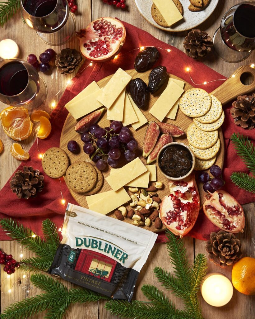 Festive cheese and wine board